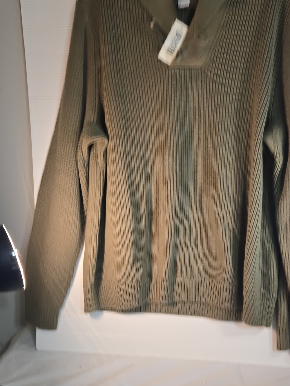 Duluth Trading Co Olive Green Ribbed Knit Sweater